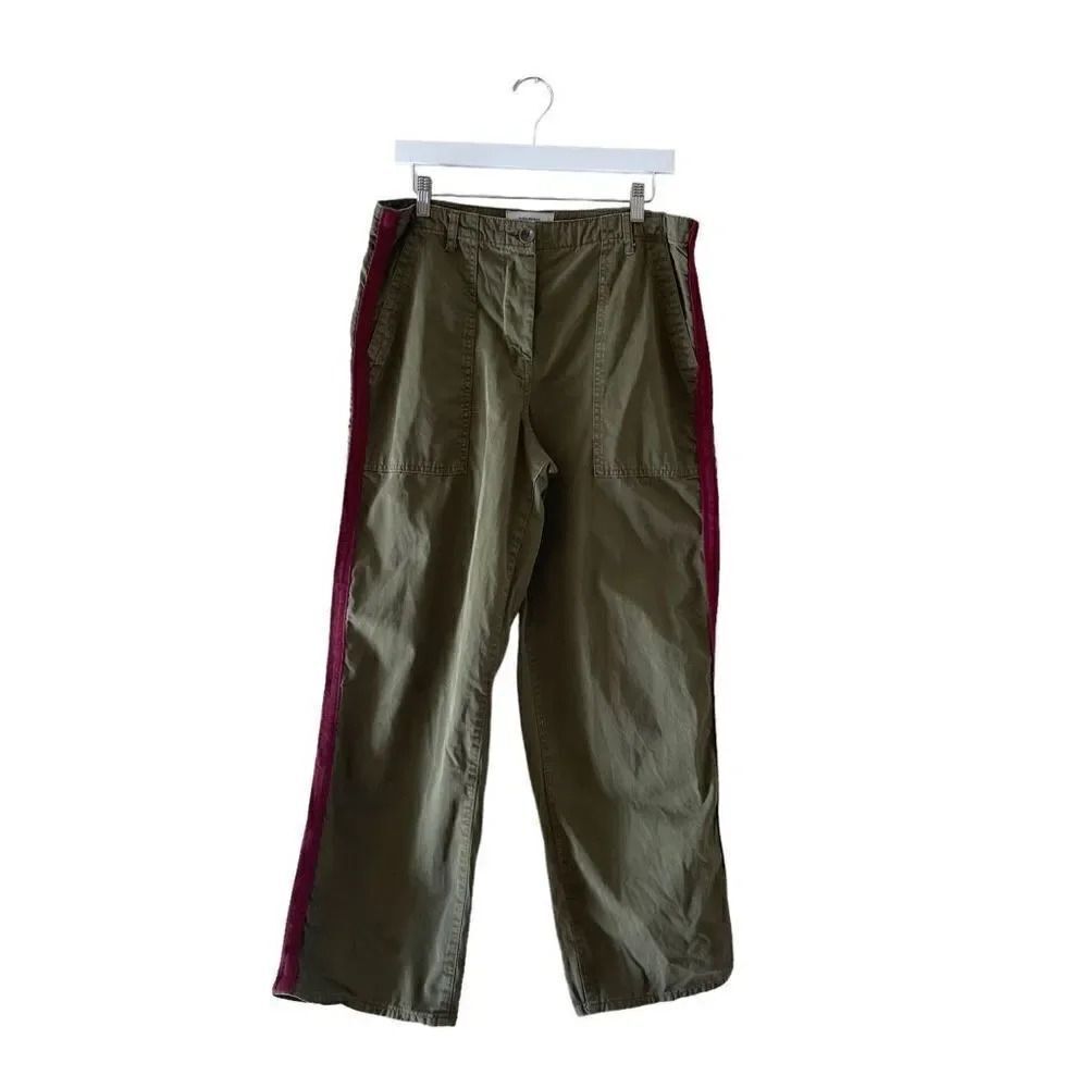 Zara Woman The Worker Straight Green / Red Y2K Wide Leg  10 # 1678